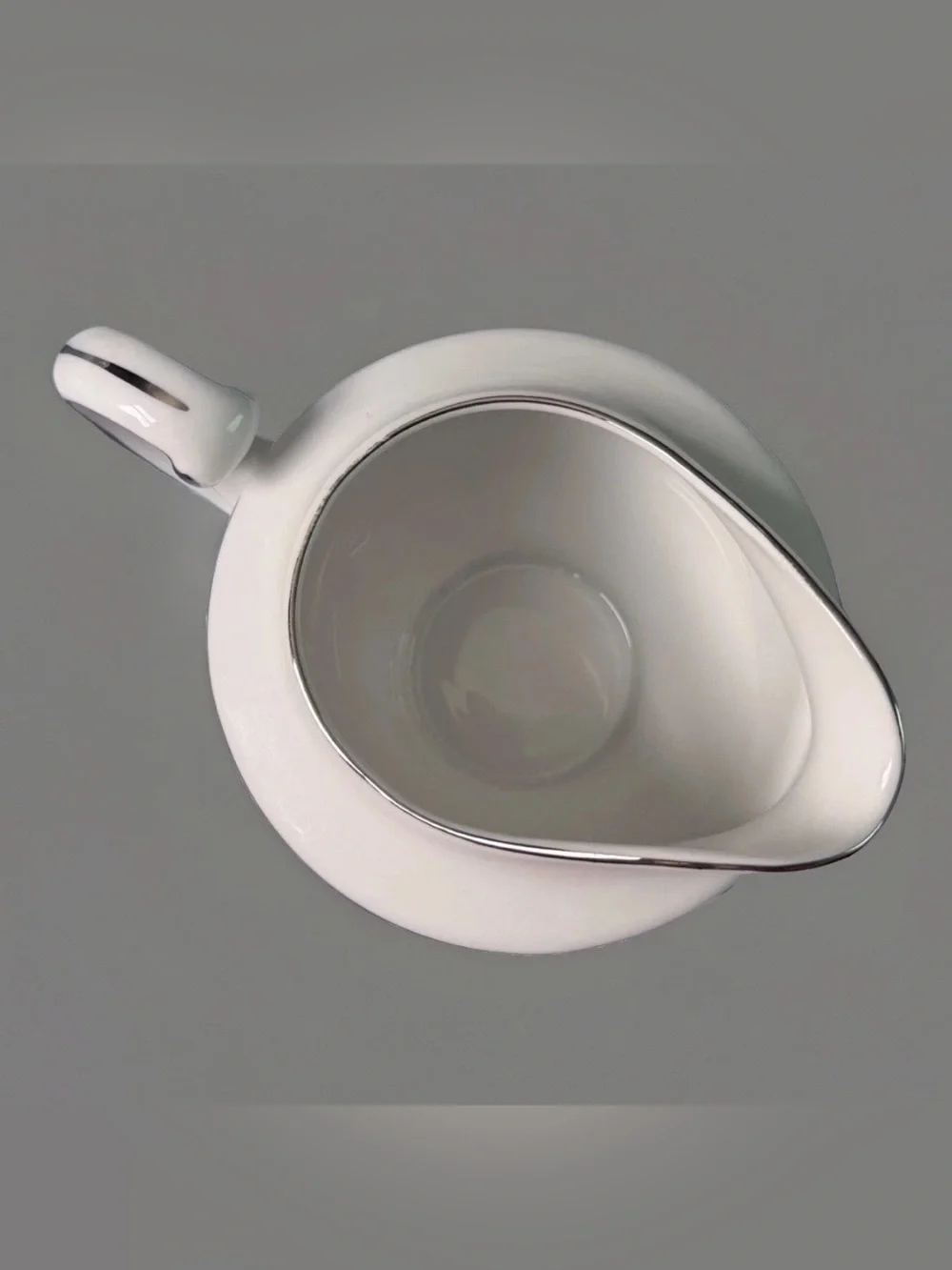 Vintage Creamer Sone China Japan Moderne 2467 Platinum Trim White Floral Scroll